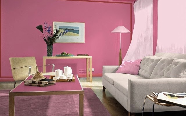 sơn màu hồng cho phòng khách